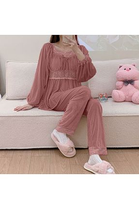 ست لباس راحتی صورتی زنانه پلی استر moda4b - کد 772625094