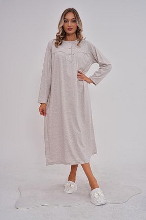لباس شب سایز بزرگ قهوه ای زنانه گلدار Mecit Pijama - کد 863632620