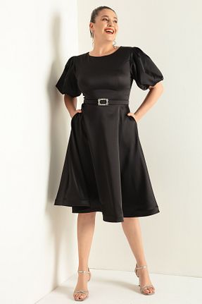 لباس مجلسی سایز بزرگ مشکی زنانه یقه دوچرخه Lafaba - کد 785282250