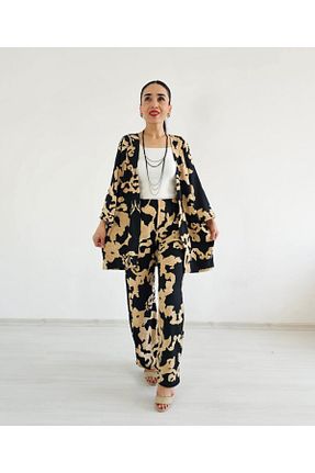 کیمونو و کافتان مشکی زنانه لیکرا Altı Üstü Butik - کد 863641303
