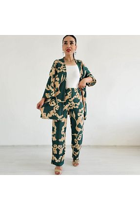 کیمونو و کافتان سبز زنانه لیکرا Altı Üstü Butik - کد 863623176