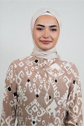 روسری بژ پنبه ای LOSYANA - کد 863641369