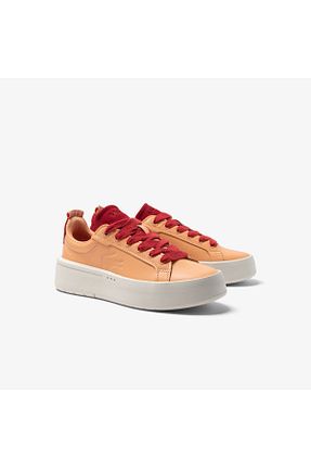 کفش اسنیکر نارنجی زنانه بند دار Lacoste - کد 755950940