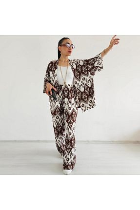 کیمونو و کافتان قهوه ای زنانه لیکرا Altı Üstü Butik - کد 863660732