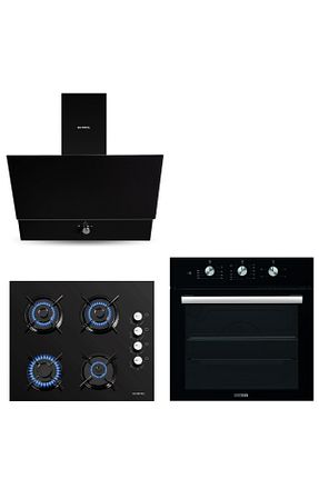 ست هود و اجاق گاز مشکی گارانتی نمایندگی رسمی KUMTEL - کد 85772804