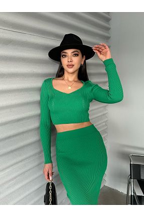 ست بالاتنه و پائین تنه سبز زنانه تریکو kenza