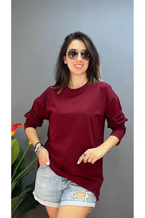 سوئیشرت زرشکی زنانه ساده KILIÇ MODA - کد 863436574