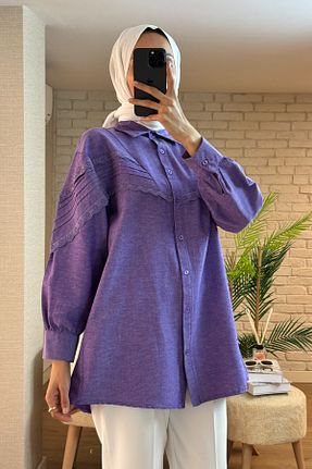 پیراهن حجاب بنفش زنانه رگولار Salih Çelebi - کد 863703778
