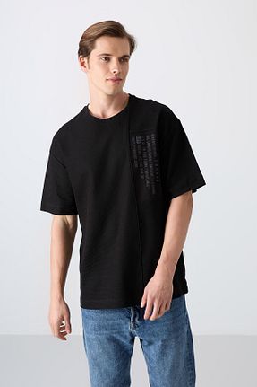 تیشرت مشکی مردانه اورسایز TOMMY LIFE - کد 811892437