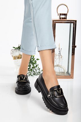 کفش لوفر مشکی زنانه چرم مصنوعی moun shoes - کد 863810793