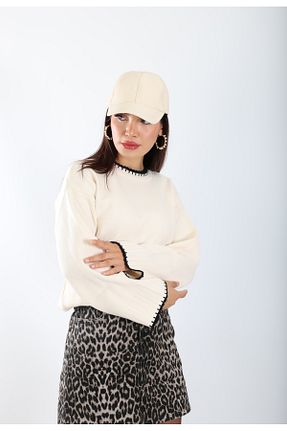کلاه سفید زنانه چرم خالص Lupin - کد 863756264