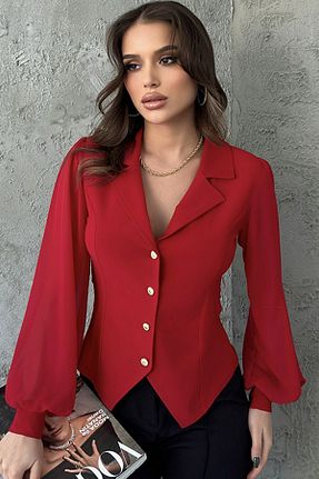 بلوز قرمز زنانه ساده Genel Markalar - کد 863847323