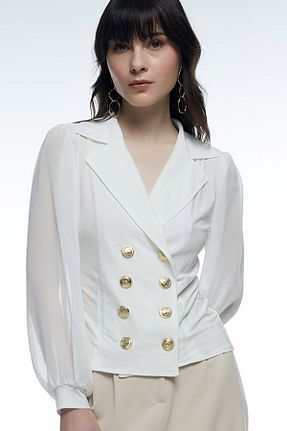 بلوز سفید زنانه ساده MissKybele - کد 863843941