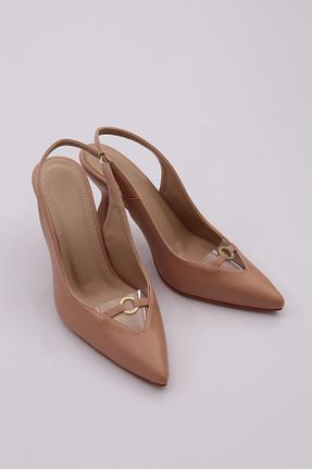 کفش پاشنه بلند کلاسیک بژ زنانه چرم مصنوعی Dgn - کد 752647391