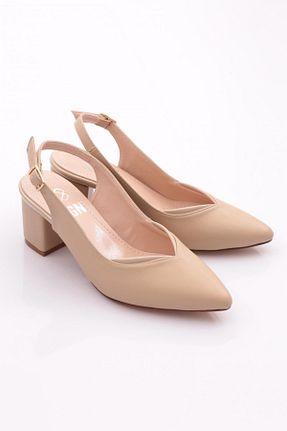 کفش پاشنه بلند کلاسیک بژ زنانه چرم مصنوعی Dgn - کد 773129066
