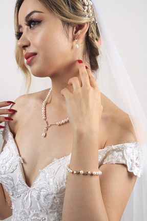 ست طلا سفید زنانه مروارید Birinci1926 - کد 357610807