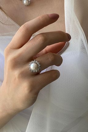 انگشتر نقره سفید زنانه مروارید Birinci1926 - کد 356860653