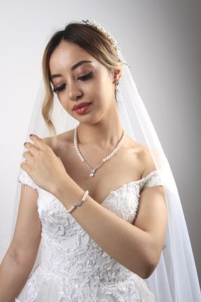 ست طلا سفید زنانه مروارید Birinci1926 - کد 357596895
