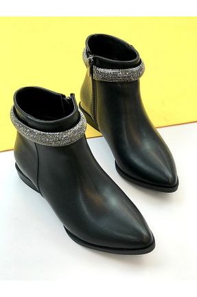 بوت / نیم بوت مشکی زنانه پاشنه ضخیم İNNA - کد 358585204