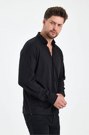 پیراهن مشکی مردانه اورسایز HAWKKİNG - کد 863892160