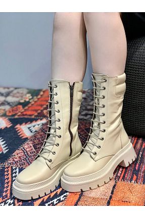 بوت / نیم بوت بژ زنانه چرم خالص İNNA - کد 157911475