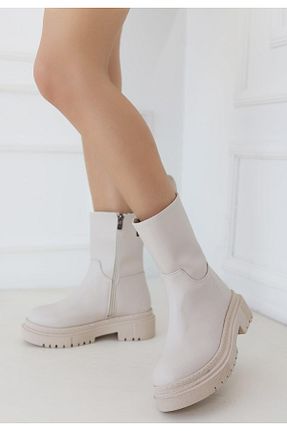 بوت / نیم بوت بژ زنانه پاشنه تخت NESSİMO - کد 847597994