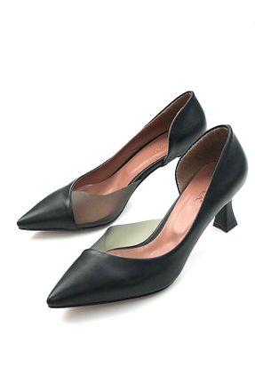 کفش پاشنه بلند کلاسیک مشکی زنانه چرم İNNA - کد 350085383