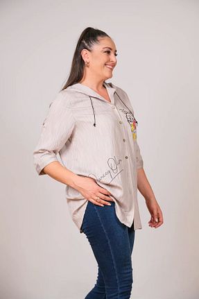 پیراهن سایز بزرگ قهوه ای زنانه گشاد Lady Majestic - کد 305762417
