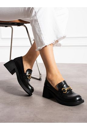 کفش لوفر مشکی زنانه چرم لاکی Alemdar Shoes - کد 864151967
