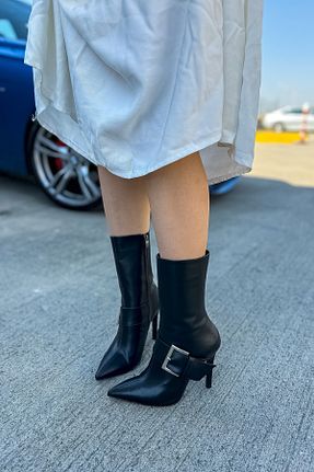 بوت / نیم بوت مشکی زنانه چرم مصنوعی SHOEBELLAS - کد 863928522