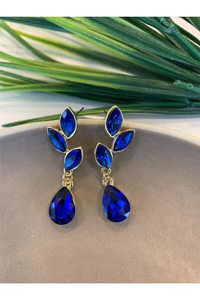 گوشواره جواهر آبی زیرکن mos&more - کد 864085990