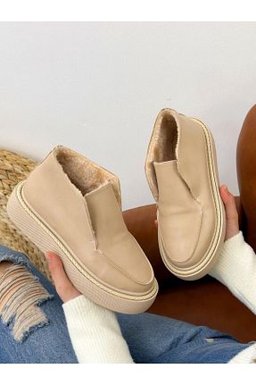 بوت / نیم بوت بژ زنانه پاشنه تخت ERVANIN BUTİĞİ - کد 779822692