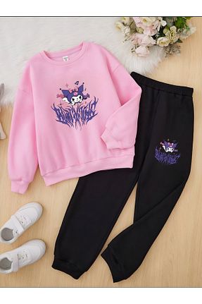 ست بالاتنه و پائین تنه صورتی بچه گانه بافتنی Serays moda - کد 864354831