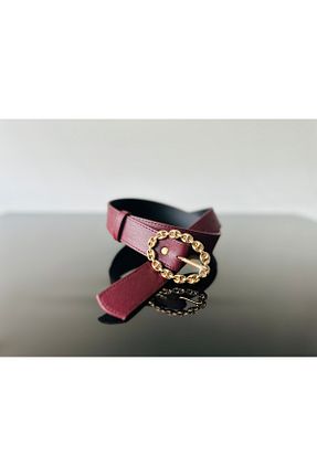 کمربند زرشکی زنانه چرم مصنوعی VERAMO - کد 864131934