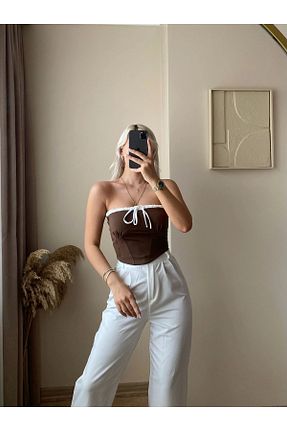 بلوز قهوه ای زنانه ساده Zora Butik - کد 849125485