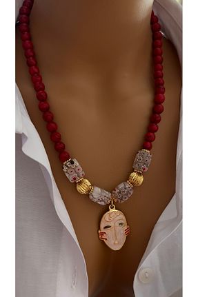 گردنبند جواهر قرمز زنانه روکش طلا Nevaa Still - کد 864078763