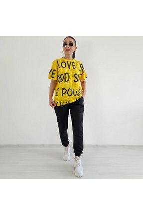 ست گرمکن زرد زنانه پنبه ای 6 butik altı üstü butik - کد 864170510