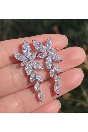 گوشواره جواهر سفید زیرکن ER TAKI - کد 864186059
