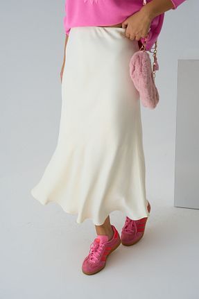 دامن بژ زنانه ساتن LOOSH - کد 864191033