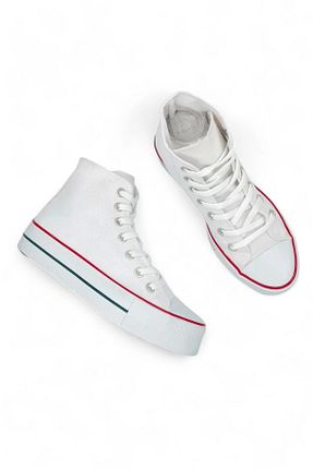 کفش اسنیکر سفید زنانه بند دار Melen Shoes - کد 682936965