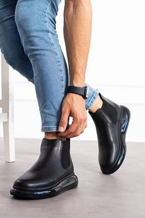 بوت / نیم بوت مشکی مردانه چرم خالص Safari Ayakkabı - کد 864238056