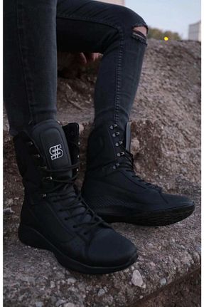 بوت / نیم بوت مشکی مردانه چرم مصنوعی Joy Man - کد 864260826