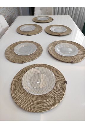 سرویس آمریکائی قهوه ای گرد Wood Design - کد 357830709