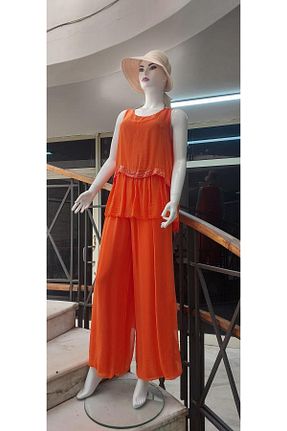 ست بالاتنه و پائین تنه نارنجی زنانه بافتنی Bohem Stil - کد 864282854