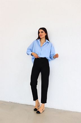 شلوار جین مشکی زنانه پاچه ساده WODDİ - کد 864285608