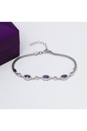 دستبند نقره بنفش زنانه 925 عیار NAGISS - کد 766218898