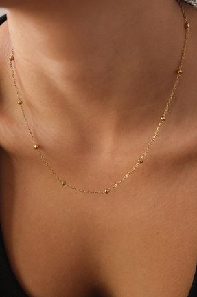گردنبند استیل ( فولاد ) طلائی زنانه استیل ضد زنگ ByFlorya Jewelry - کد 818664867
