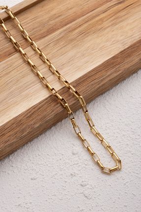 گردنبند استیل ( فولاد ) طلائی زنانه استیل ضد زنگ ByFlorya Jewelry - کد 860252886