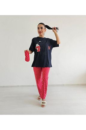 ست لباس راحتی مشکی زنانه چاپی 6 butik altı üstü butik - کد 864340756