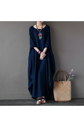 پانچو سرمه ای زنانه پنبه ای Barbora - کد 849016969